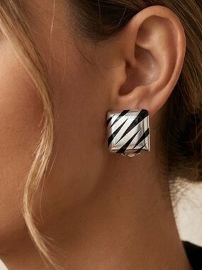 Vintage Taxco Sterling Silver TC-190 Clip Earrings 925 Modernist Signed